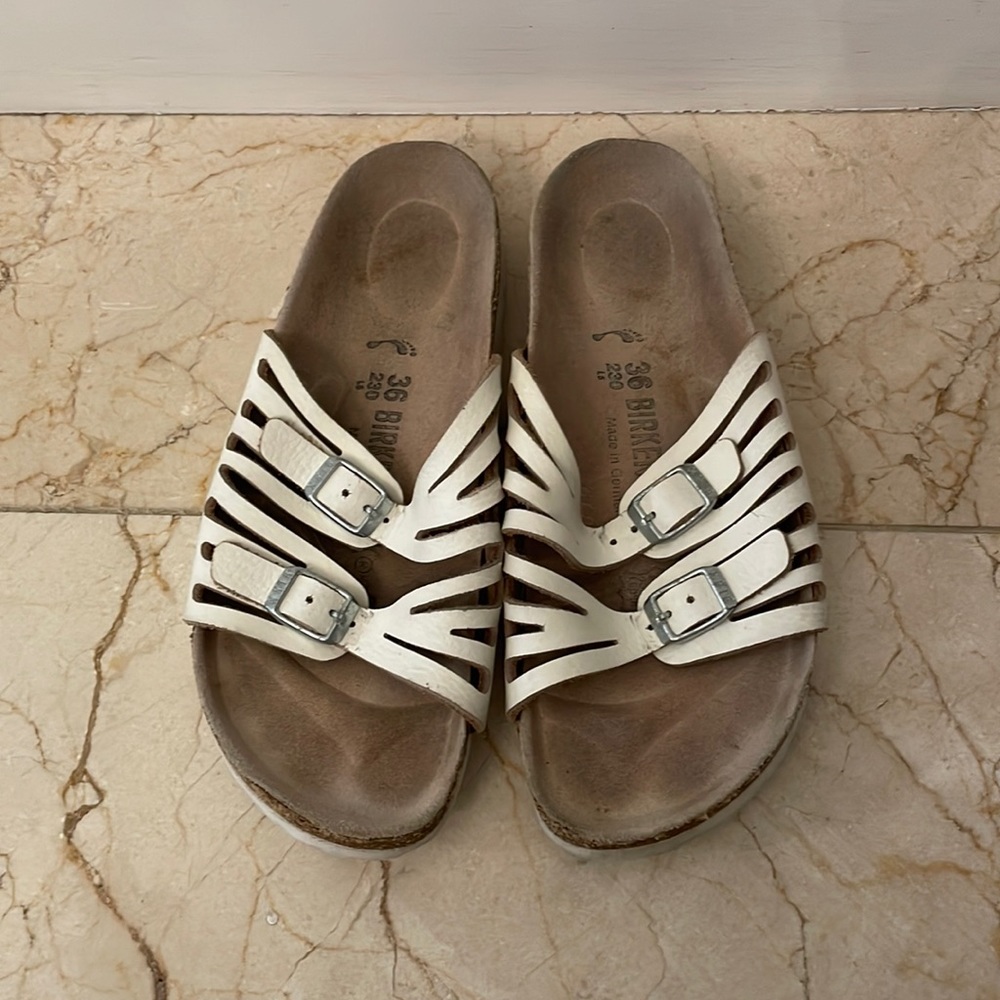 Biekenstock white sandals size 36